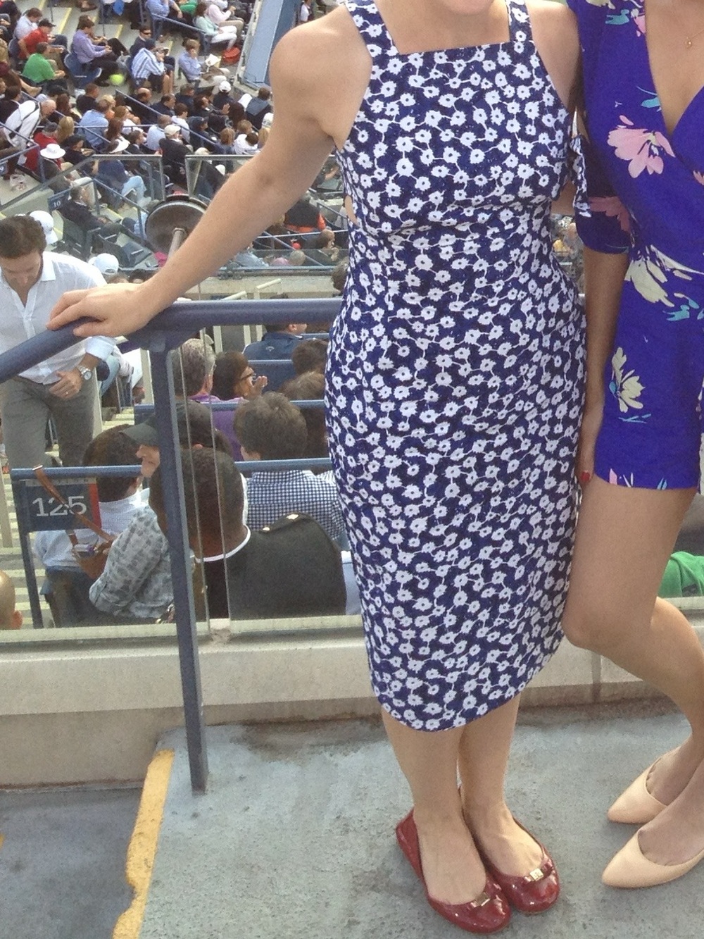 Kate Spade Floral Midi Dress - White & Blue Floral Print